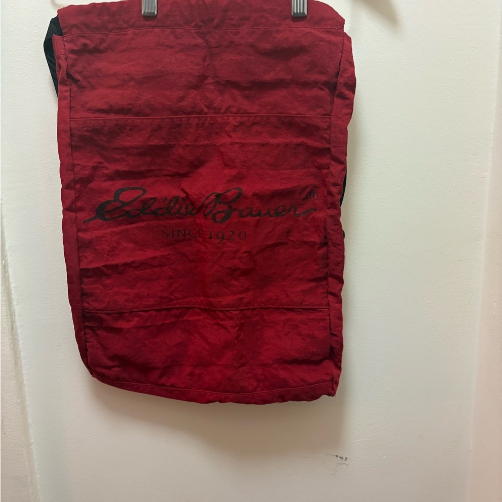 Vintage Eddie Bauer Drawer String Backpack Red Canvas Bag Strap‎ 023-0585 Rare